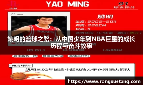 姚明的篮球之路：从中国少年到NBA巨星的成长历程与奋斗故事